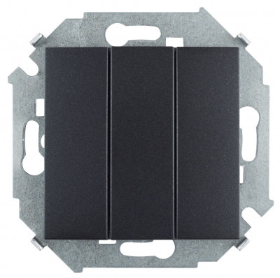 Simon Выключатель трехклавишный, 10А, 250В, винтовой зажим, графит, 1591391-038