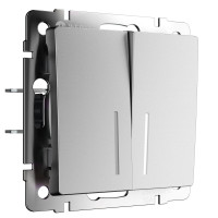Werkel W1120165/ Выключатель двухклавишный с подсветкой (серебряный матовый), a063610