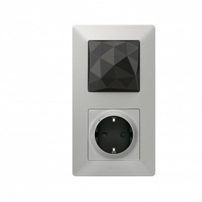 752396 - Valena Life with NETATMO. Стартовый пакет.  Шлюз WiFi + умная розетка 2К+З 16А 230В + главный беспроводной выключатель "Я дома/Я вне дома". Цвет Алюминий