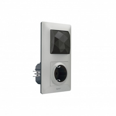 752396 - Valena Life with NETATMO. Стартовый пакет.  Шлюз WiFi + умная розетка 2К+З 16А 230В + главный беспроводной выключатель "Я дома/Я вне дома". Цвет Алюминий