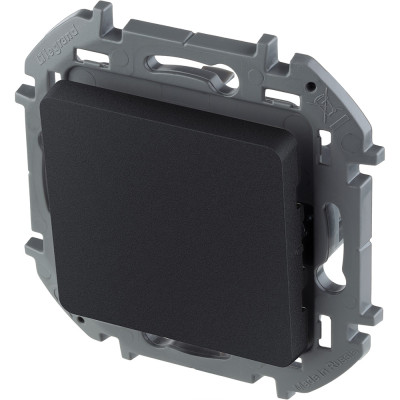 Legrand Выключатель кнопочный одноклавишный - Legrand Inspiria - с нормально-открытым контактом 6А 250В безвинтовые зажимы - антрацит, 673693