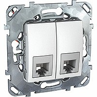 РОЗЕТКА телефонная, RJ11, двойная, 4 контакта, БЕЛЫЙ