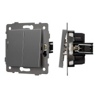 049894 - Механизм выключателя двухклавишный проходной SWT-MKP2-PL-GR-V (250V, 10A) (Arlight, -)