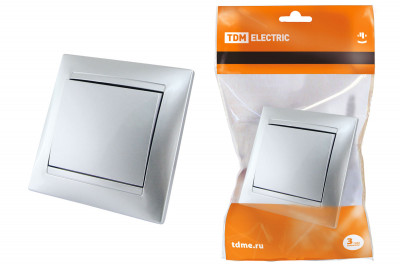 Выключатель 1 кл. 10А серебр. металлик "Лама" TDM Electric, SQ1815-0201