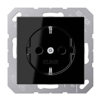 Штепсельная розетка SCHUKO 16А / 250В, с защитными шторками, пружинные зажимы; дюропласт; черный; A500, A1520KISW