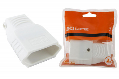 Кабельная розетка 2П 10А 250B (под евровилку CEE 7/16) с з/ш угловой вывод кабеля белая TDM Electric, SQ1806-0092