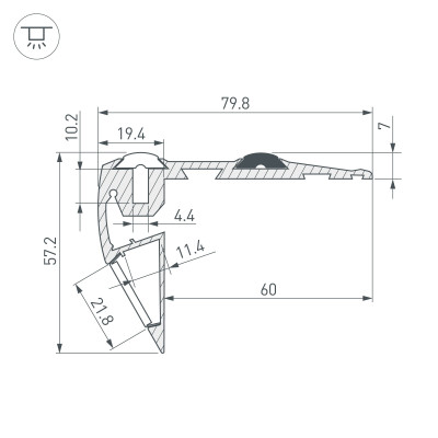 Профиль STEP-FRONT-2000 ANOD (Arlight, Алюминий), 023866