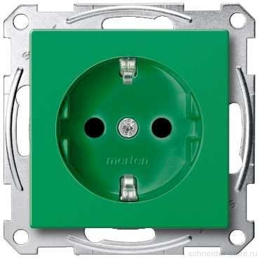 SM Розетка со шторками 2К+З 16А 250В~, зел.
