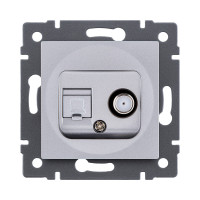 Розетка двойная спутниковая SAT + RJ45 Cat.5, серый Kollinger REA-022GY для Aspekt, Eleganz, Reflex Розетка двойная спутниковая SAT + RJ45 Cat.5, серый Kollinger REA-022GY для Aspekt, Eleganz, Reflex