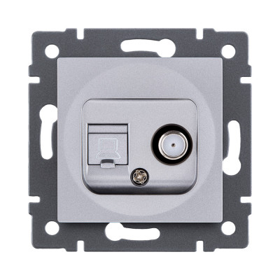 Розетка двойная спутниковая SAT + RJ45 Cat.5, серый Kollinger REA-022GY для Aspekt, Eleganz, Reflex