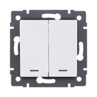 Выключатель 2-клавишный 10А/250В с LED подсветкой, белый Kollinger REA-S-008WH для Aspekt, Eleganz, Reflex Выключатель 2-клавишный 10А/250В с LED подсветкой, белый Kollinger REA-S-008WH для Aspekt, Eleganz, Reflex