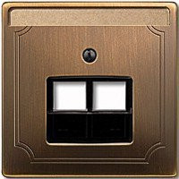 SD Накладка для комп./тлф. розетки 2хRJ45, античн. латунь (max 100)