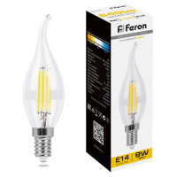 Лампа светодиодная, (9W) 230V E14 2700K прозрачная, LB-74, Feron 25960