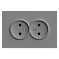 Feron Розетка 2-местная с защитной шторкой б/з, 250В, 16А, серия Эмили, RST16-5116-10, платиново-серый, soft touch, 49955, STEKKER