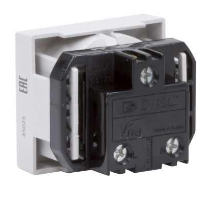 ДКС Розетка силовая 2Р+Е, со шторками, «Viva», 2 мод., серая, 45025