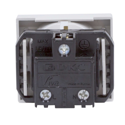 ДКС Розетка силовая 2Р+Е, со шторками, «Viva», 2 мод., серая, 45025