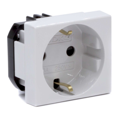 ДКС Розетка силовая 2Р+Е, со шторками, «Viva», 2 мод., серая, 45025