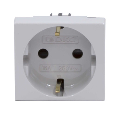 ДКС Розетка силовая 2Р+Е, со шторками, «Viva», 2 мод., серая, 45025