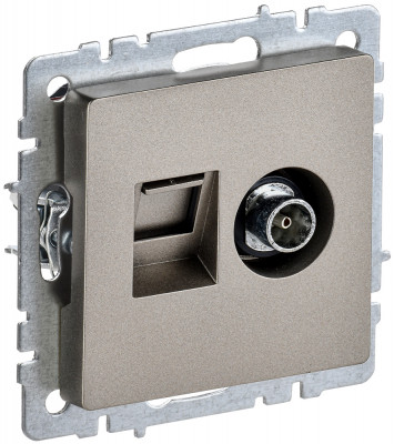 BRITE Роз. двойная TV+RJ45 кат.5E РТВ/РК12-БрШ шамп. IEK, BR-AK20-1-K37