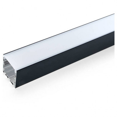 Профиль алюминиевый "Линии света" накладной, черный, CAB256 с матовым экраном, 2 заглушками, 4 крепежами в комплекте, Feron 10369