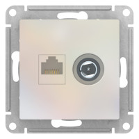 ATN000489 - ATLASDESIGN РОЗЕТКА двойная ТВ + компьютерная RJ45 кат. 5e, механизм, ЖЕМЧУГ, Systeme Electric