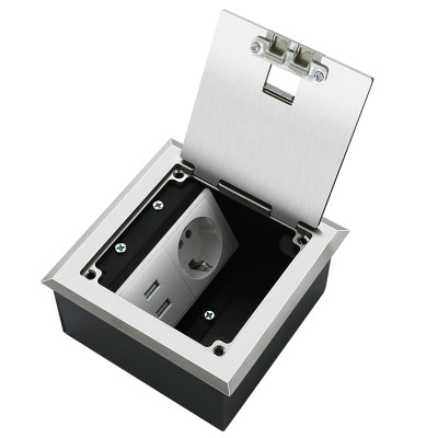 Люк напольный на 2 модуля, металлический, h=65мм, с рамкой, крышка без углубления, TIMIUX, нержавеющая сталь, EU2H65R ST