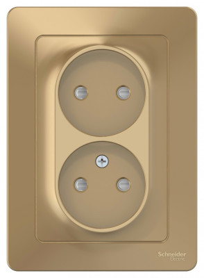 BLANCA С/У РОЗЕТКА двойная без заземления со шторками, 16А, 250В, ТИТАН