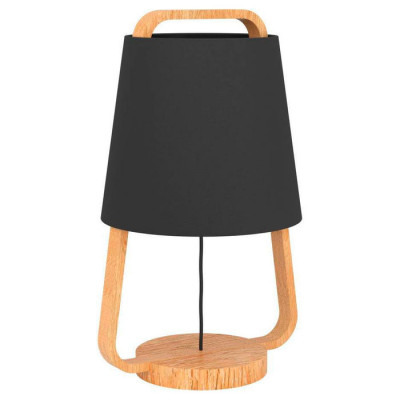 390187 Настольн лампа CAMALOZA, 1x40W(E27), сталь, дерево, черный, коричн, текстиль, черн, 390187