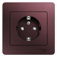 РОЗЕТКА с заземлением со шторками,16А, 250В, в сборе,БАКЛАЖАНОВЫЙ