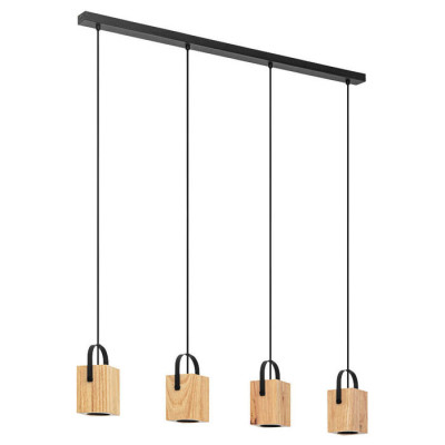 Eglo 43748 Подвесной потолочный светильник (люстра) AYLES, GU10, 4Х3W, 4X250lm, L930, B85, H1100, сталь, черный/дерево, коричневый
