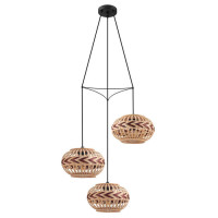 43273 Подвес DONDARRION, 3х40W(E27), ?500, H1100, сталь, черный/дерево, натуральный, бургунди