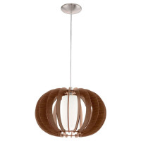 95591 Подвес STELLATO 3, 1х60W (E27), ?400, сталь, никель мат./дерево, стекло, коричневый, белый