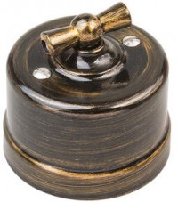 Bironi Выключатель 1кл. проходной, пластик, цвет Бронза, B1-201-25