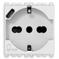 Vimar Розетка 2P+T 16A универсальная + USB-C зарядка 5В 3А белая, 19210.USB.B