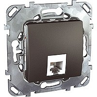 MGU5.492.12ZD - Unica top розетка телефонная, rj11, одиночная, 4 контакта, графит