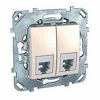 РОЗЕТКА телефонная, RJ11, двойная, 4 контакта, БЕЖЕВЫЙ
