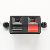 N2257.1 BL - Механизм аудиоразъёма для подключения громкоговорителей/динамиков (прищепки), чёрный+красный, 2-модульный, серия Zenit, цвет альпийский белый - 2CLA225710N1101