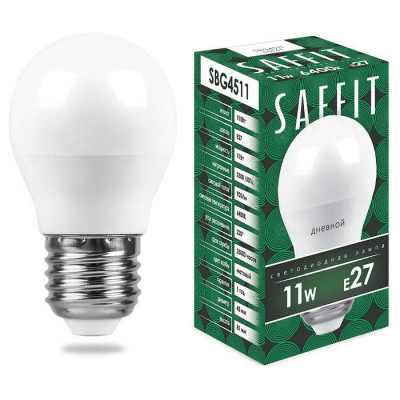 Лампа светодиодная, 11W 230V E27 6400K G45, SBG4511, Feron 55141