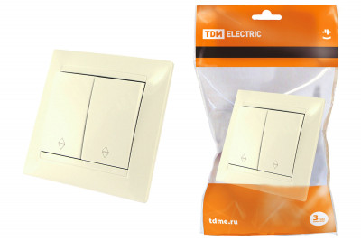 Выключатель на 2 направления 2 кл. 10А сл. кость "Лама" TDM Electric, SQ1815-0107