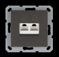 Интернет-розетка RJ45 двойная с накладкой, цвет Мокко, G6106Z, Jasmart Electric