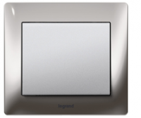 Legrand Выключатель 1-клавишный, вставка - алюминий, рамка - хром, серия Galea Life