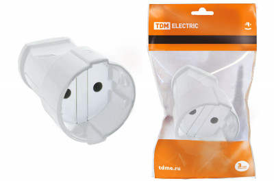 Кабельная розетка 2П б/з 10А 250B белая TDM Electric, SQ1806-0129