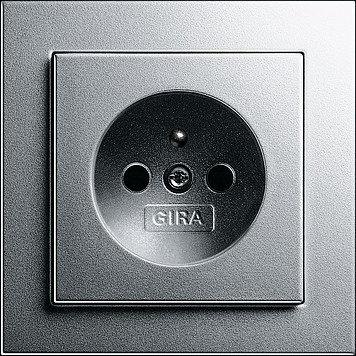 Gira Розетка 2к+з, матовый алюминий, серия E2