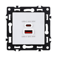 Розетка USB A+C 65W, белый Kollinger Asthetik AS-024WH