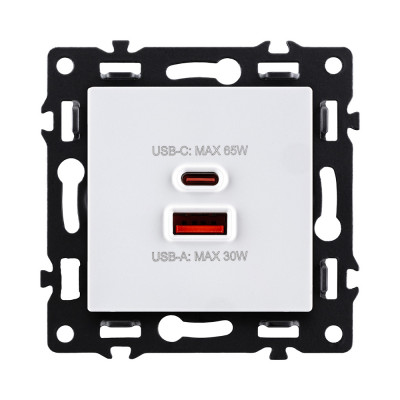 Розетка USB A+C 65W, белый Kollinger Asthetik AS-024WH