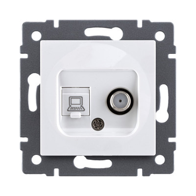 Розетка двойная спутниковая SAT + RJ45 Cat.5, белый Kollinger REA-022WH для Aspekt, Eleganz, Reflex