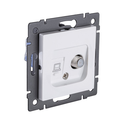 Розетка двойная спутниковая SAT + RJ45 Cat.5, белый Kollinger REA-022WH для Aspekt, Eleganz, Reflex