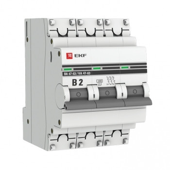 EKF PROxima ВА 47-63 Автоматический выключатель (B) 3P 2А 4,5kA