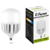 Лампа светодиодная, (60W) 230V E27-E40 4000K T120, LB-65, Feron 25821