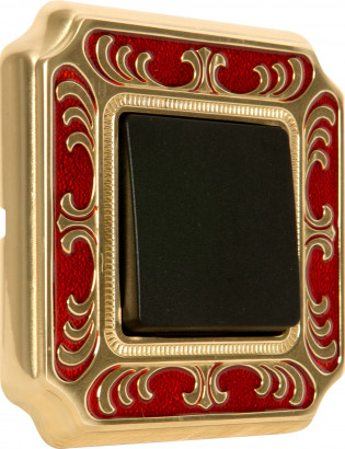 Fede Выключатель 1-клавишный, цвет Черный - Ruby Red, серия Smalto Italiano Collection - Siena